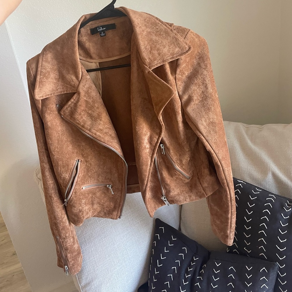 Faux suede leather jacket